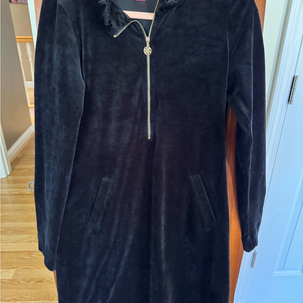 Lilly Pulitzer Black Velour Popover dress